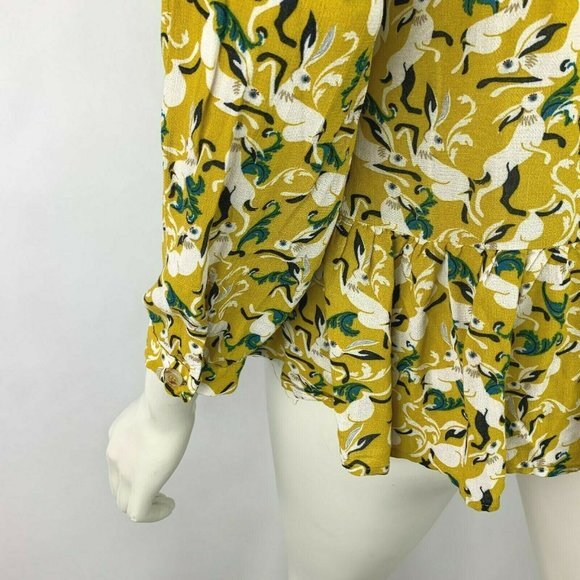Anthropologie Maeve Rabbit Blouse Top Bunny Print - Picture 8 of 12